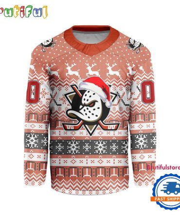 Anaheim Ducks 2025 Nhl Christmas Personalized Hockey Jersey Design