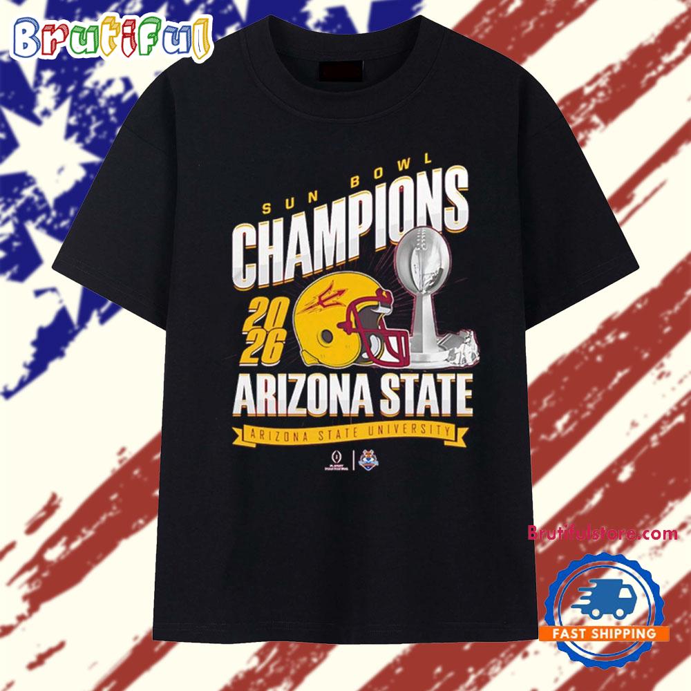 Arizona State Sun Devils Sun Bowl Champions ’25 Trophy T Shirt