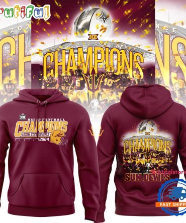 Arizona State University Football 2024 Big 12 Champions Red Hoodie