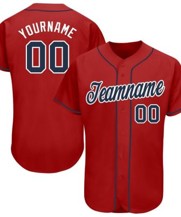 Custom Red Navy-White Baseball Jersey