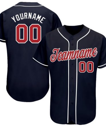 Custom Navy Red-White Baseball Jersey