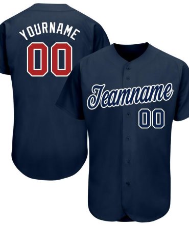 Custom Navy Red-White Baseball Jersey