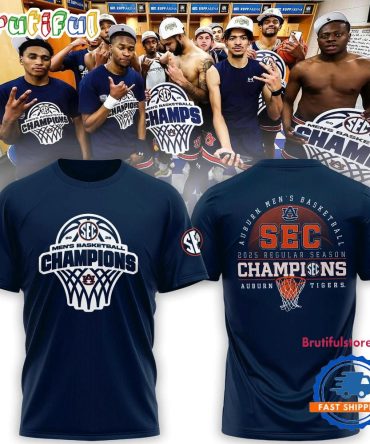 Auburn Tigers 2025 Sec Men’S Basketball Regular Season Champions 3D Shirt