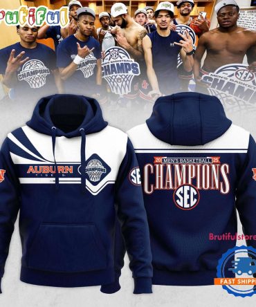Auburn Tigers 2025 Sec Mens Basketball Regular Season Champions Hoodie