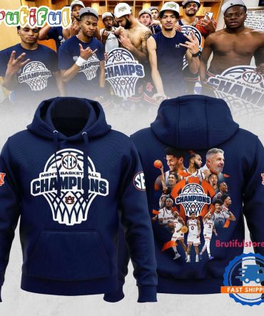 Auburn Tigers 2025 Sec Men’S Basketball Regular Season Champions Team Player Graphics Hoodie