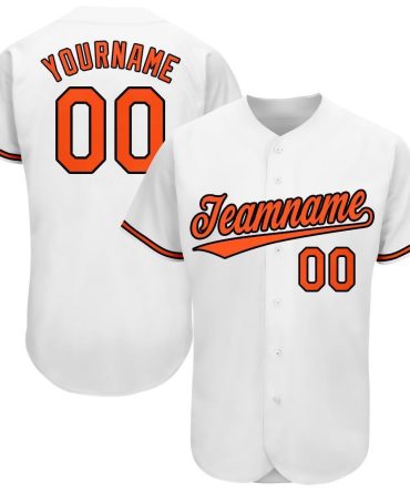 Custom White Orange-Black Baseball Jersey