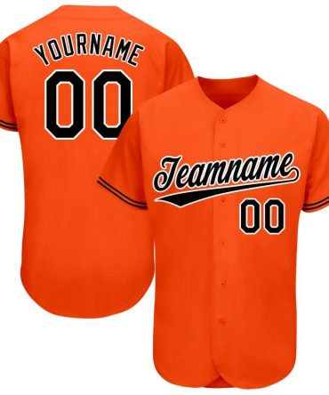 Custom Orange Black-White Baseball Jersey