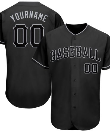 Custom Black Black-Gray Authentic Baseball Jersey