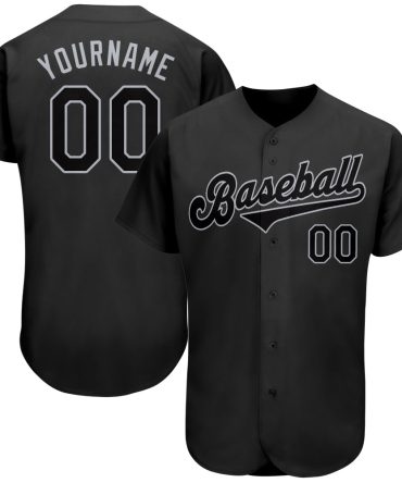 Custom Black Black-Gray Authentic Baseball Jersey