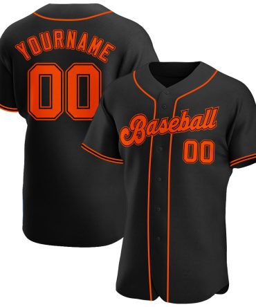 Custom Black Orange-Black Authentic Baseball Jersey