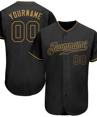 Custom Black Black-Old Gold Authentic Baseball Jersey