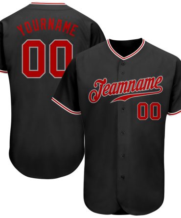 Custom Black Red-Gray Authentic Baseball Jersey