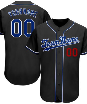 Custom Black Royal-Red Authentic Baseball Jersey