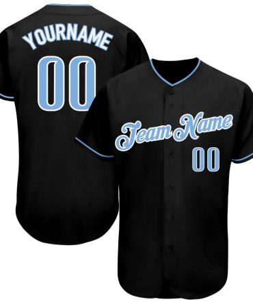 Custom Black Light Blue-White Authentic Baseball Jersey