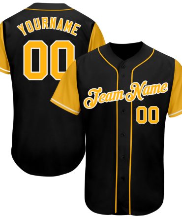 Custom Black Gold-White Authentic Two Tone Baseball Jersey