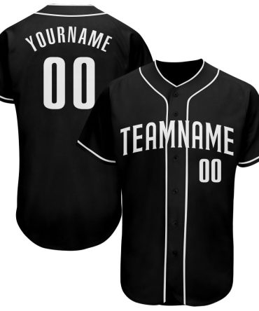 Custom Black White Authentic Baseball Jersey