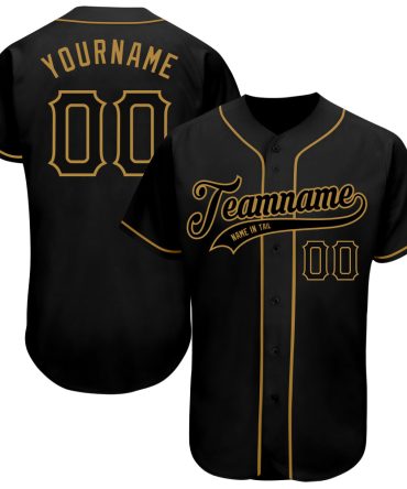 Custom Black Black-Old Gold Authentic Baseball Jersey