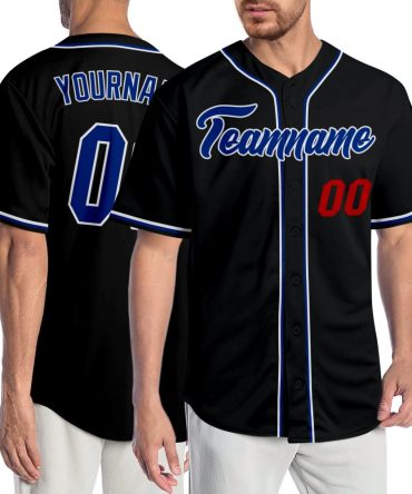 Custom Black Royal-Red Authentic Baseball Jersey