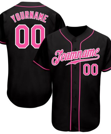 Custom Black Pink-White Authentic Baseball Jersey