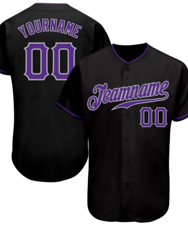 Custom Black Purple-Gray Authentic Baseball Jersey