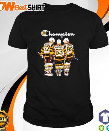 Boston Bruins Champion Patrice Bergeron Brad Marchand David Pastrňák Signatures Shirt