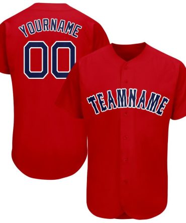 Custom Red Navy-White Baseball Jersey