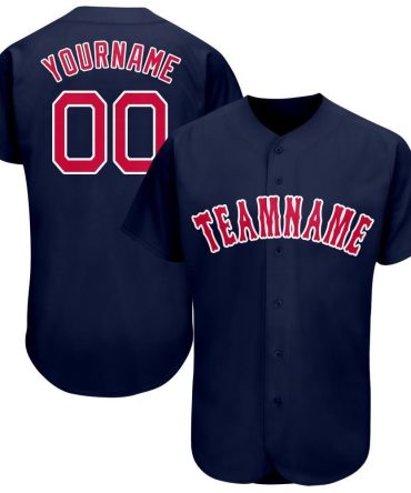 Custom Navy Red-White Baseball Jersey