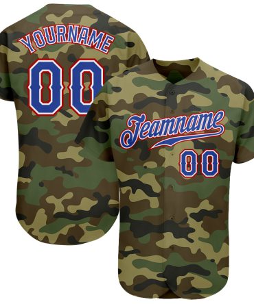 Custom Camo Royal-Red Authentic Salute To Service Baseball Jersey