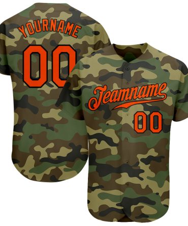 Custom Camo Orange-Black Authentic Salute To Service Baseball Jersey