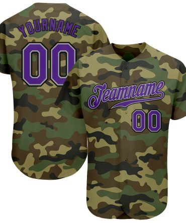 Custom Camo Purple-Black Authentic Salute To Service Baseball Jersey
