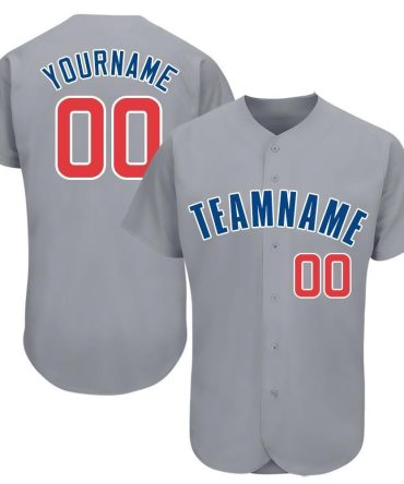 Custom Gray Red-Royal Baseball Jersey