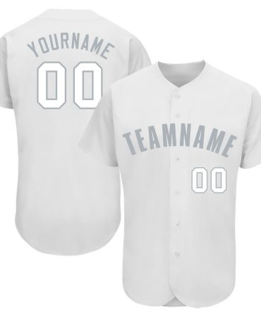 Custom White Gray Baseball Jersey