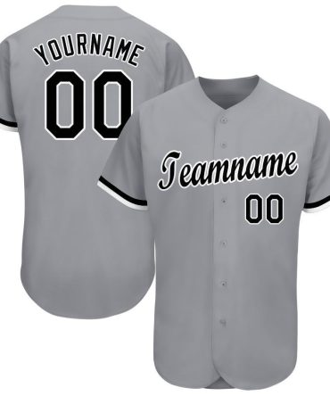 Custom Gray Black-White Baseball Jersey