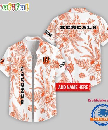 Cincinnati Bengals Leaf Flower Pattern Personalized Name Hawaii Shirt