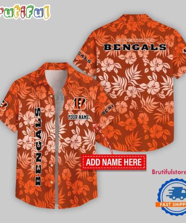 Cincinnati Bengals Night Flower Pattern Personalized Name Hawaii Shirt