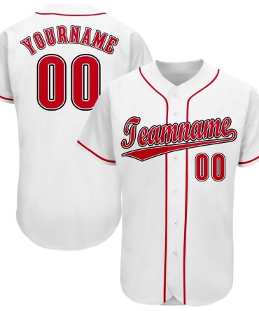Custom White Red-Black Baseball Jersey