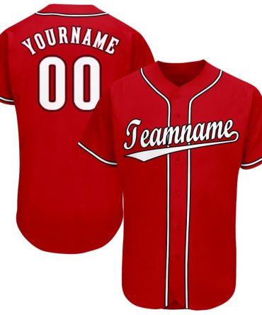 Custom Red White-Black Baseball Jersey