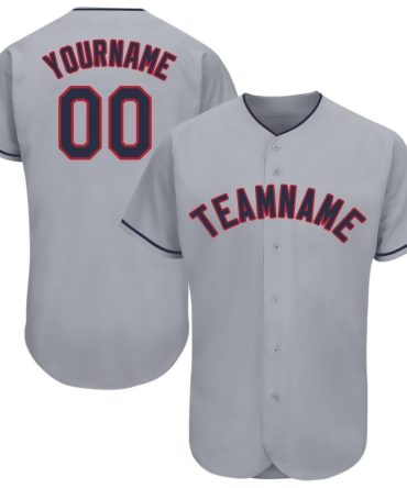 Custom Gray Navy-Red Baseball Jersey