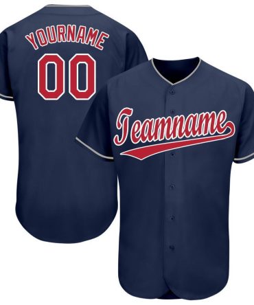 Custom Navy Red-White Baseball Jersey