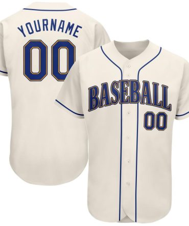 Custom Cream Royal-Gold Authentic Baseball Jersey