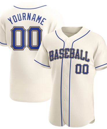 Custom Cream Royal-Gold Authentic Baseball Jersey