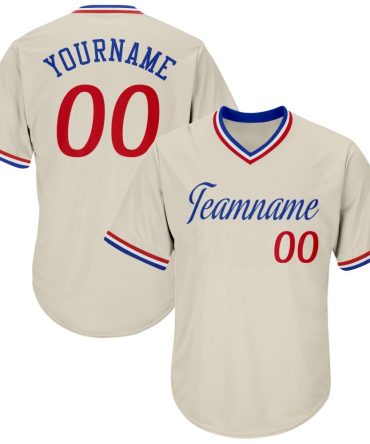 Custom Cream Red-Royal Authentic Throwback Rib-Knit Baseball Jersey Shirt