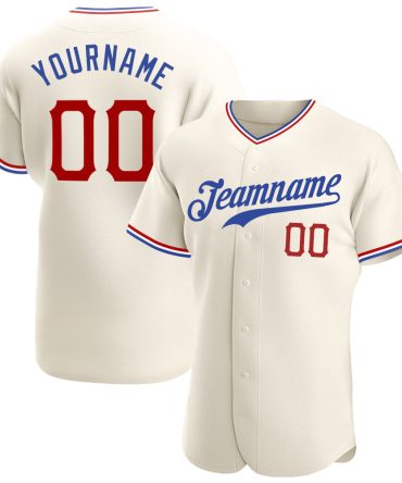 Custom Cream Red-Royal Authentic Baseball Jersey