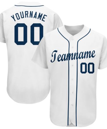 Custom White Navy Baseball Jersey