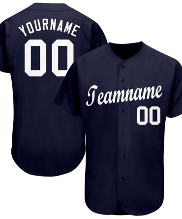 Custom Navy White Baseball Jersey