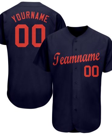 Custom Navy Orange Baseball Jersey