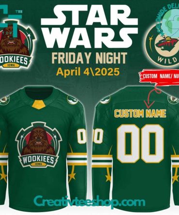 Iowa Wild X Chewbacca Star Wars Koho Pooh Bear Special Hockey Jersey