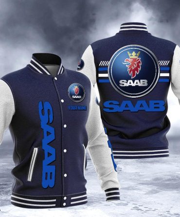 Saab Dmhj1551 Logo Baseball Varsity Jacket