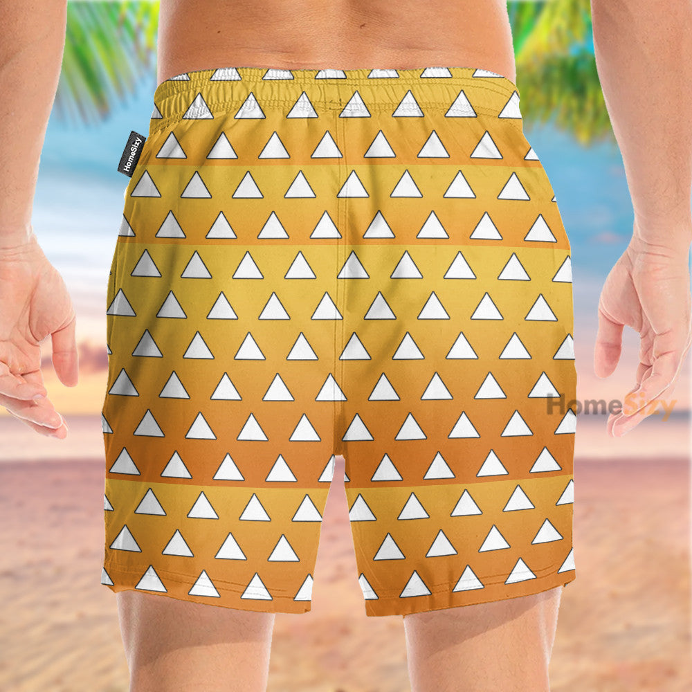 Dmsl Anime Zenitsu Haori Pattern Cosplay Costume - Beach Shorts - Image 3