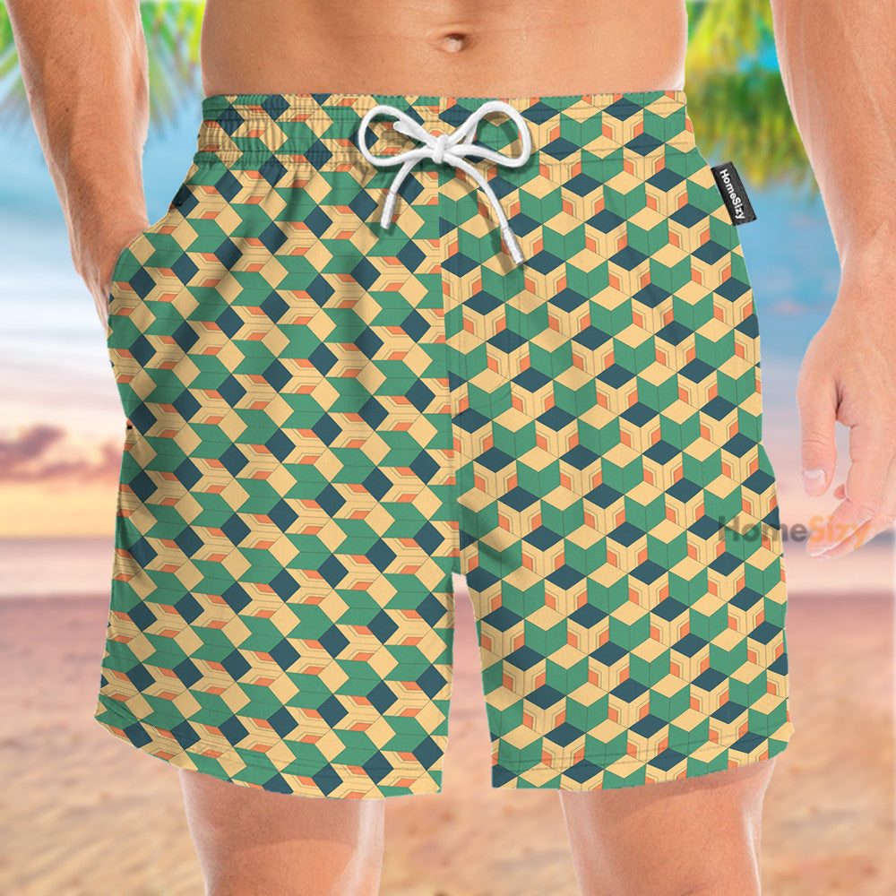 Dmsl Anime Tomioka Haori Pattern Cosplay Costume - Beach Shorts - Image 2